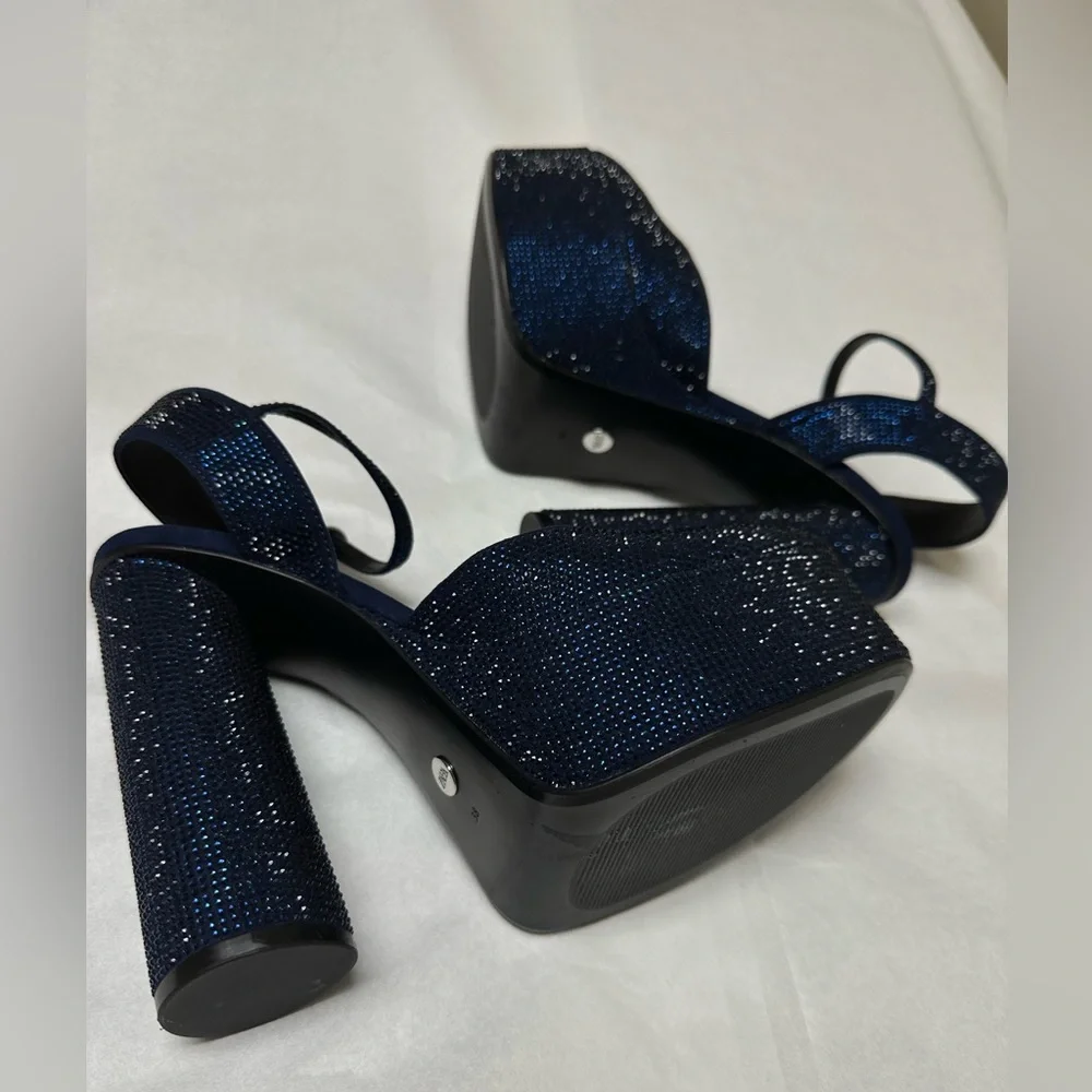 NEW 💙 Zara RHINESTONE HEELED PLATFORM SHOES